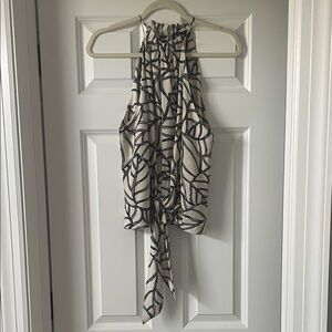 fab'rik Black and Cream Patterned Top